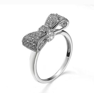 Bowknot Ring 925 Silver With White Sapphires